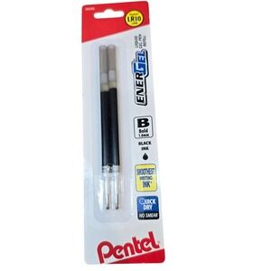 Pentel LR10 refill Energel Liquid Gel Pen Refill 1.0mm Bold Black Ink Pack of 2